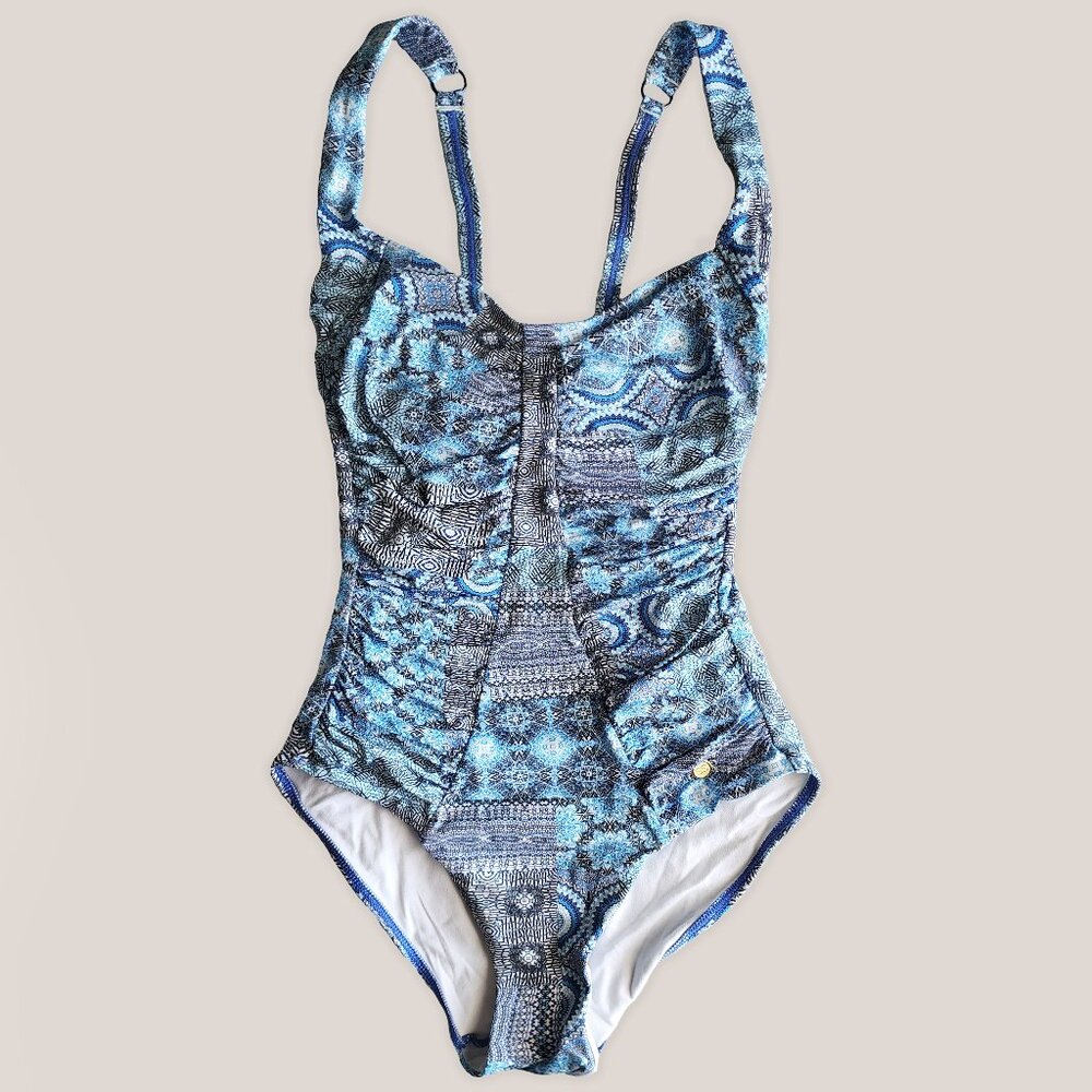 SUNSEEKER Blue Patterned One Piece Swimsuit w/ Underwire | Women's Swimwear